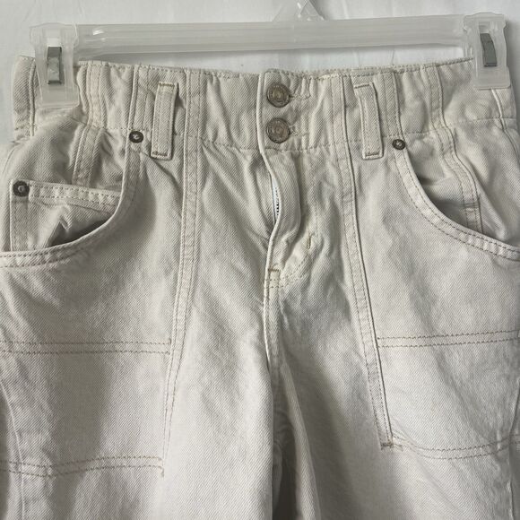 Free People We the Free Barrel Cream Bermuda Carpenter High Rise Skater Shorts - Picture 3 of 6